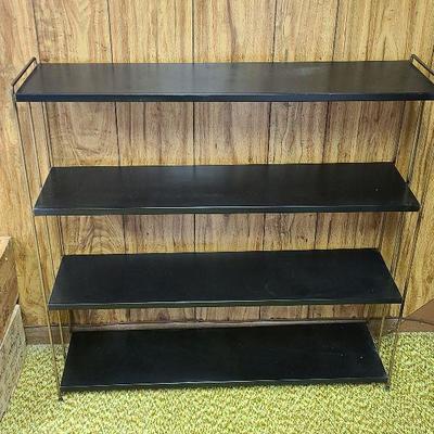 F90: Mid Century Modern Black and Gold Shelf