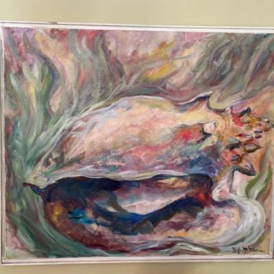406: Large Conch Shell Oil Painting 