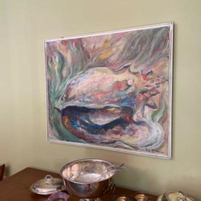 406: Large Conch Shell Oil Painting 