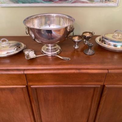 407: Lot of Silverplate & Sterling Holloware 