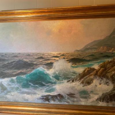 423: Original Signed Seascape Oil by Alexander Dzigurski