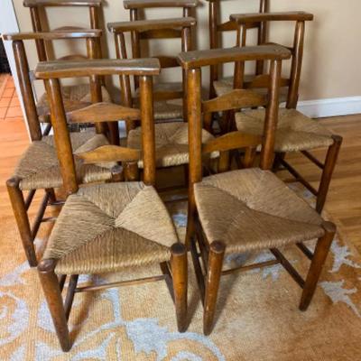 425: Set of 8 Antique French Cockfighting chairs 
