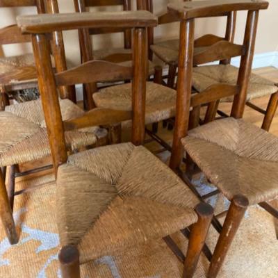 425: Set of 8 Antique French Cockfighting chairs 