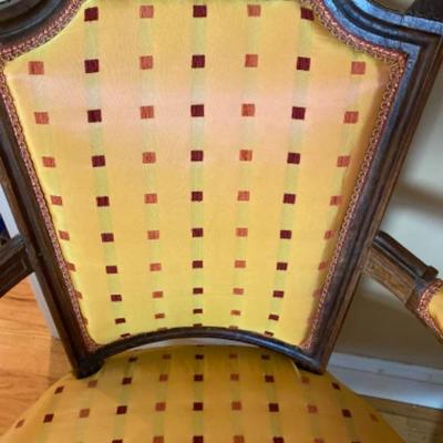 426: Pair of Antique French Silk Upholstered Arm Chairs 