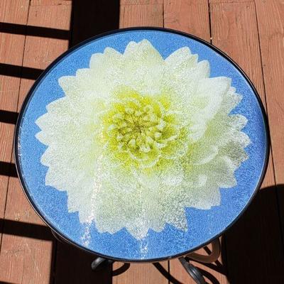 2-216: Flower Glass Top Table