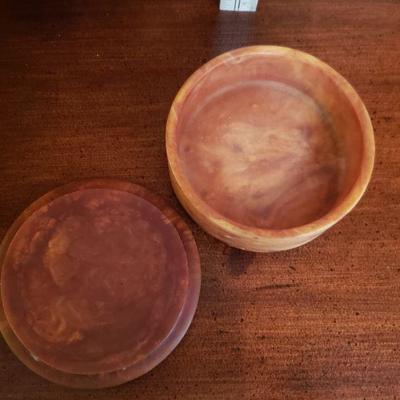 2-221: Vintage Soapstone Peacock Box