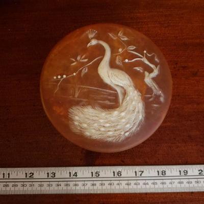 2-221: Vintage Soapstone Peacock Box