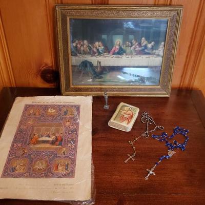 2-222: Antique Religious (Catholic) Items (Lord's Supper Lot)