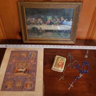 2-222: Antique Religious (Catholic) Items (Lord's Supper Lot)