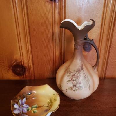 2-224: Antique Bowl and Pitcher 