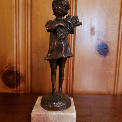 2-233: 19th c. Bronze " Study of Young Girl"  by S. Begard 
