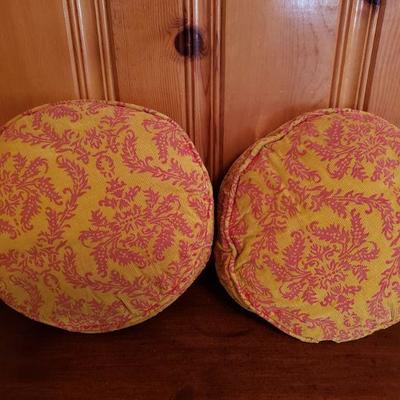 2-234: (2) Round Mid Century Corduroy Pillows