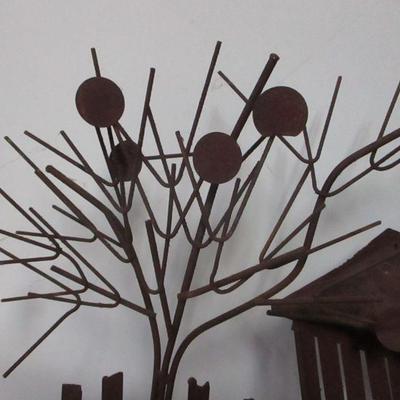 Lot 187 - Old Vintage 1974 Enesco Imports Covered Bridge Metal Art Wall Sculpture