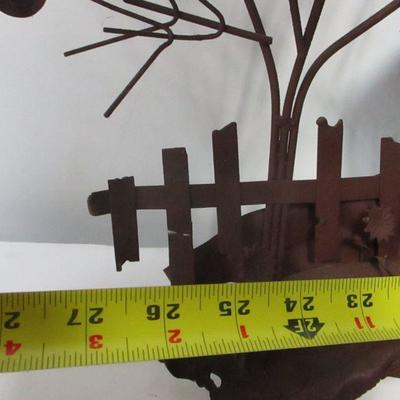 Lot 187 - Old Vintage 1974 Enesco Imports Covered Bridge Metal Art Wall Sculpture