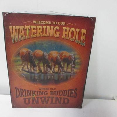 Lot 191 - Watering Hole Drinking Buddies Tin Sign 16" x 12 1/2"