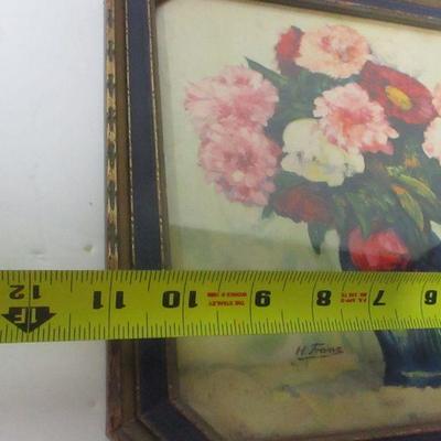 Lot 192 - Artist H Franz Framed Floral Watercolor Picture 11" x 11"