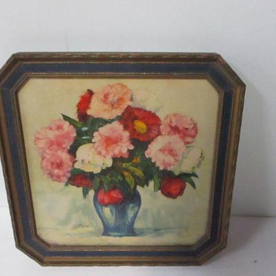 Lot 192 - Artist H Franz Framed Floral Watercolor Picture 11" x 11"