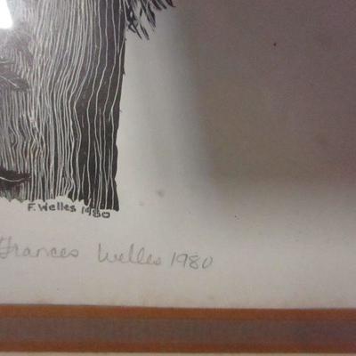 Lot 193 - Framed Artist Signed Frances Welles Pen & Ink Print 13 1/2" x 14 1/2"