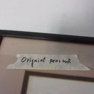 Lot 194 - Framed Artist Signed Frances Welles Pen & Ink Print 16" x 15"