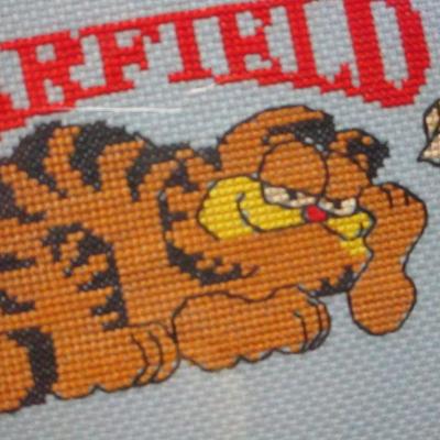 Lot 195 - Framed Garfield Needlepoint 14 1/2" x 10 1/2"
