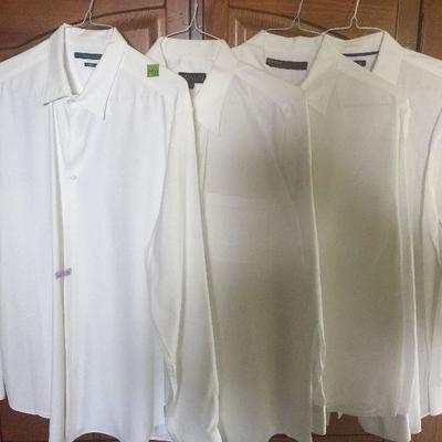 M 11:  Xlg LS White Dress shirts (3 Perry Ellis +1)