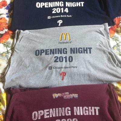 M 18 : Phillies opening day T shirts (3) l and xl