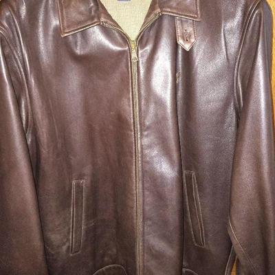M 52: Polo brown leather coat, L