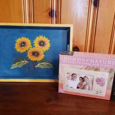 2-254: Wood Sunflower Tray & Nature Sounds Frame