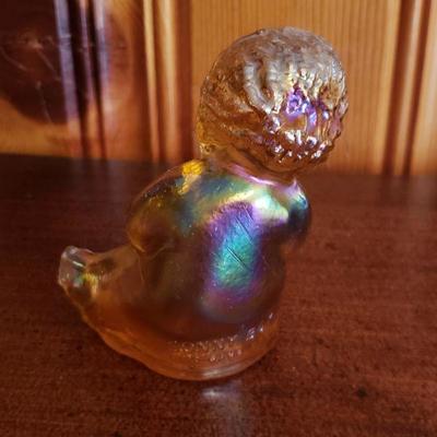 2-257: Carnival Glass "Sony Boy" and Antique Flower Holder