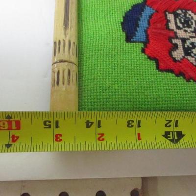 Lot 197 - Framed Clown Needlepoint 15" x 14 1/2"