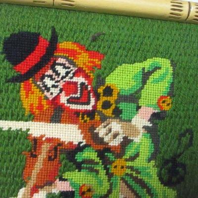 Lot 198 - Framed Clown Needlepoint 14" x 10"