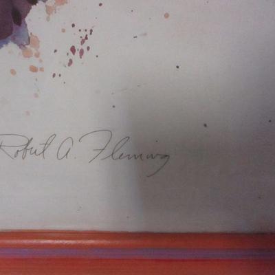 Lot 204 - Framed Signed, Robert A. Fleming, Flower Watercolor 30 1/2 x 24 1/2