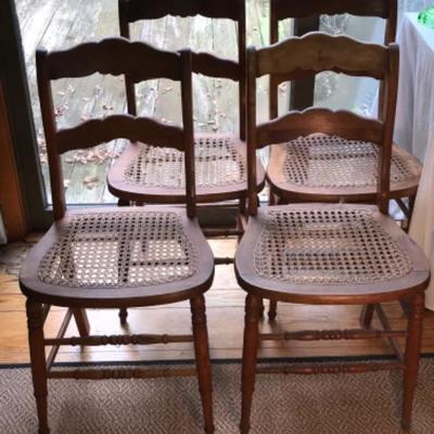 Lot #258 Set of Four Cane Seat Chairs