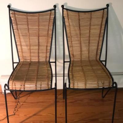 Lot #259 Pair of Iron and Wicker Chairs