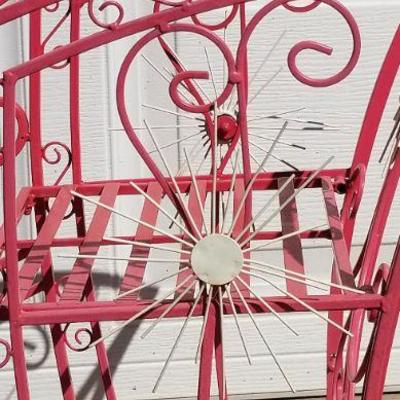 Lot 2-297: Vintage 1960's Metal Christmas Sled w/ Mid Century Modern Starburst Snowflake 22 x 30 x 13