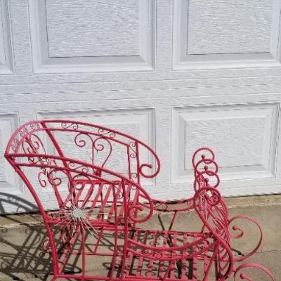 Lot 2-297: Vintage 1960's Metal Christmas Sled w/ Mid Century Modern Starburst Snowflake 22 x 30 x 13