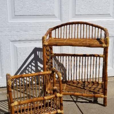 Lot 2-299: Vintage Matching Wicker Display Shelf Pair