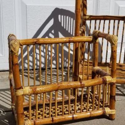 Lot 2-299: Vintage Matching Wicker Display Shelf Pair