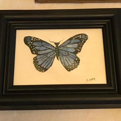 Lot #267 Fran Koch Painted Feather and Butterfly