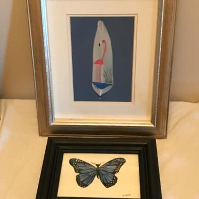 Lot #267 Fran Koch Painted Feather and Butterfly