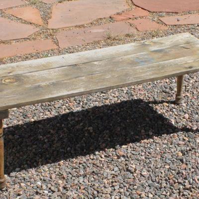 Lot 2-321: Vintage Weathered Wood Coffee Table or Bench {48" x 16.5" x 16"}