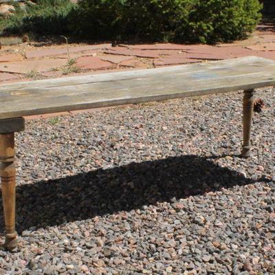 Lot 2-321: Vintage Weathered Wood Coffee Table or Bench {48" x 16.5" x 16"}