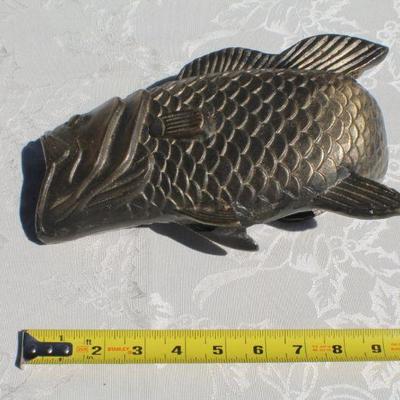 Lot 2-330: (2) Vintage Fish Sculptures (One Brass and One Wood)