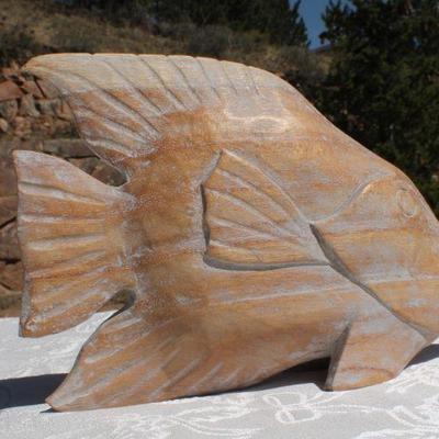 Lot 2-330: (2) Vintage Fish Sculptures (One Brass and One Wood)