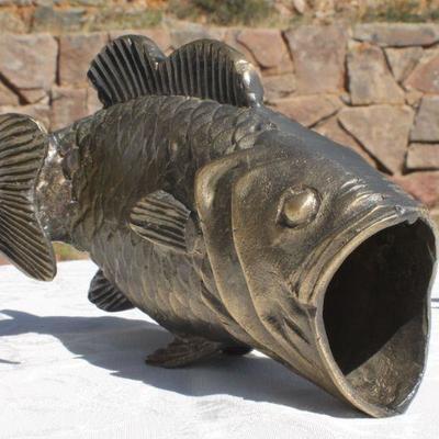 Lot 2-330: (2) Vintage Fish Sculptures (One Brass and One Wood)