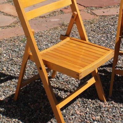 Lot 2-331: Pair of Vintage Mid Century Modern Folding Wood Chairs MADE IN ROMANIA 34" Tall 