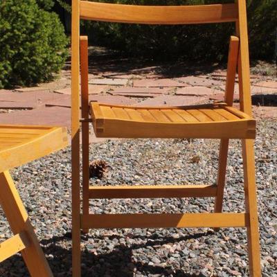 Lot 2-331: Pair of Vintage Mid Century Modern Folding Wood Chairs MADE IN ROMANIA 34" Tall 