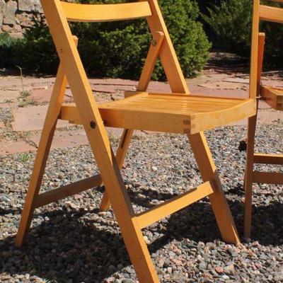 Lot 2-331: Pair of Vintage Mid Century Modern Folding Wood Chairs MADE IN ROMANIA 34" Tall 