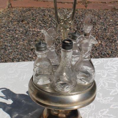 Lot 2-333: Antique/Vintage Table Seasoning Caddy w/ Original Glass Accessories