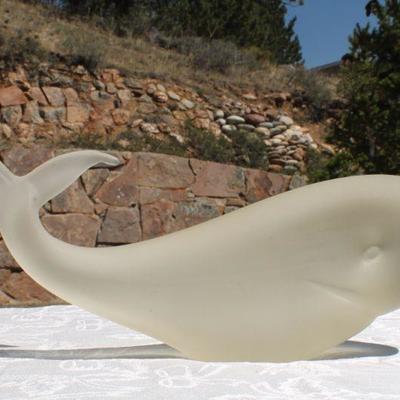 Lot 2-334: Vintage Glass Whale Sculpture Mid Century Modern 